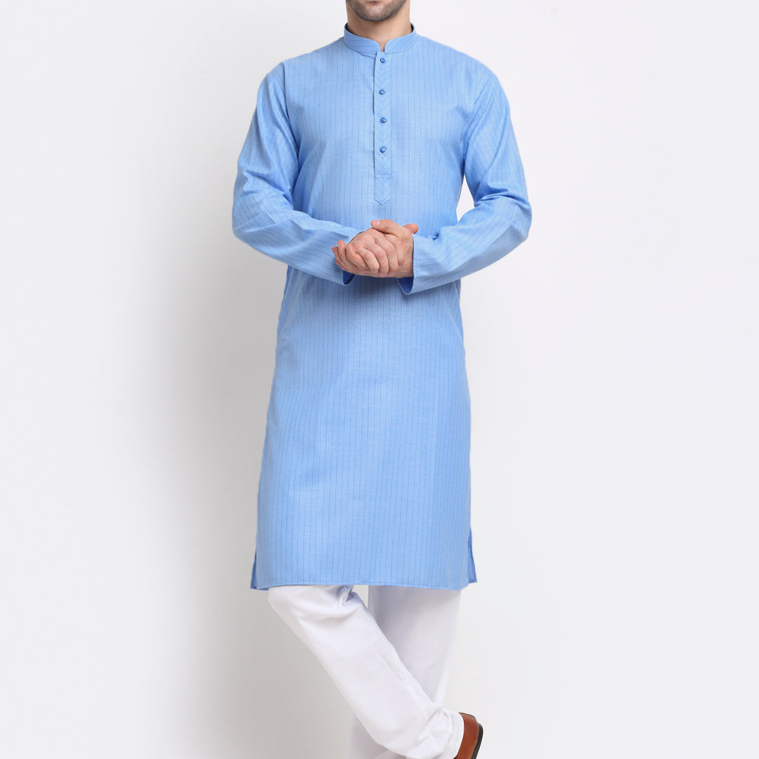 Men's Cotton Blend Bio Striped Kurta