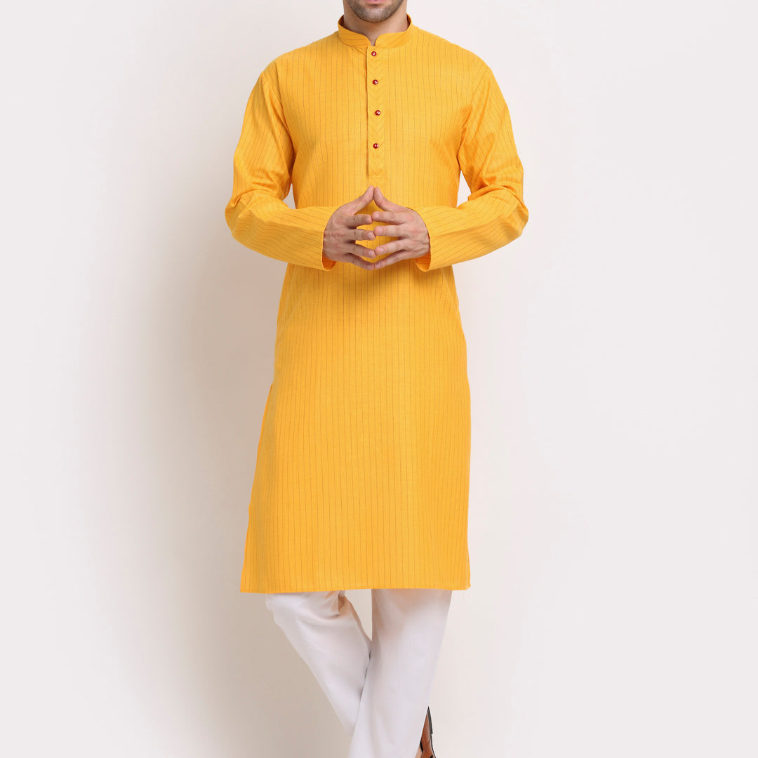 Men's Cotton Blend Bio Striped Kurta