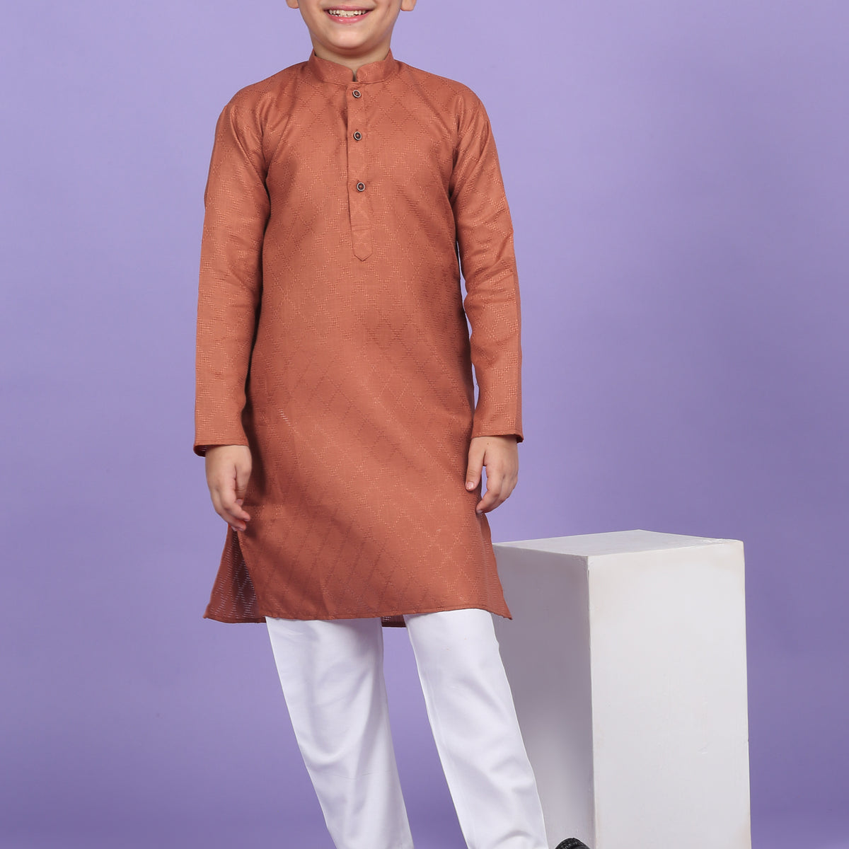 Cotton Blend Woven Design Kurta Set
