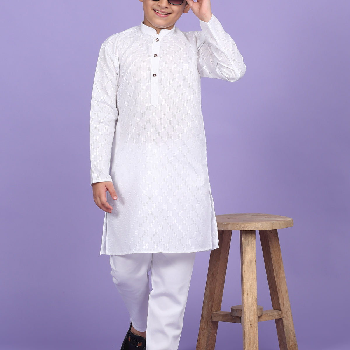 Cotton Blend Woven Design Kurta Set