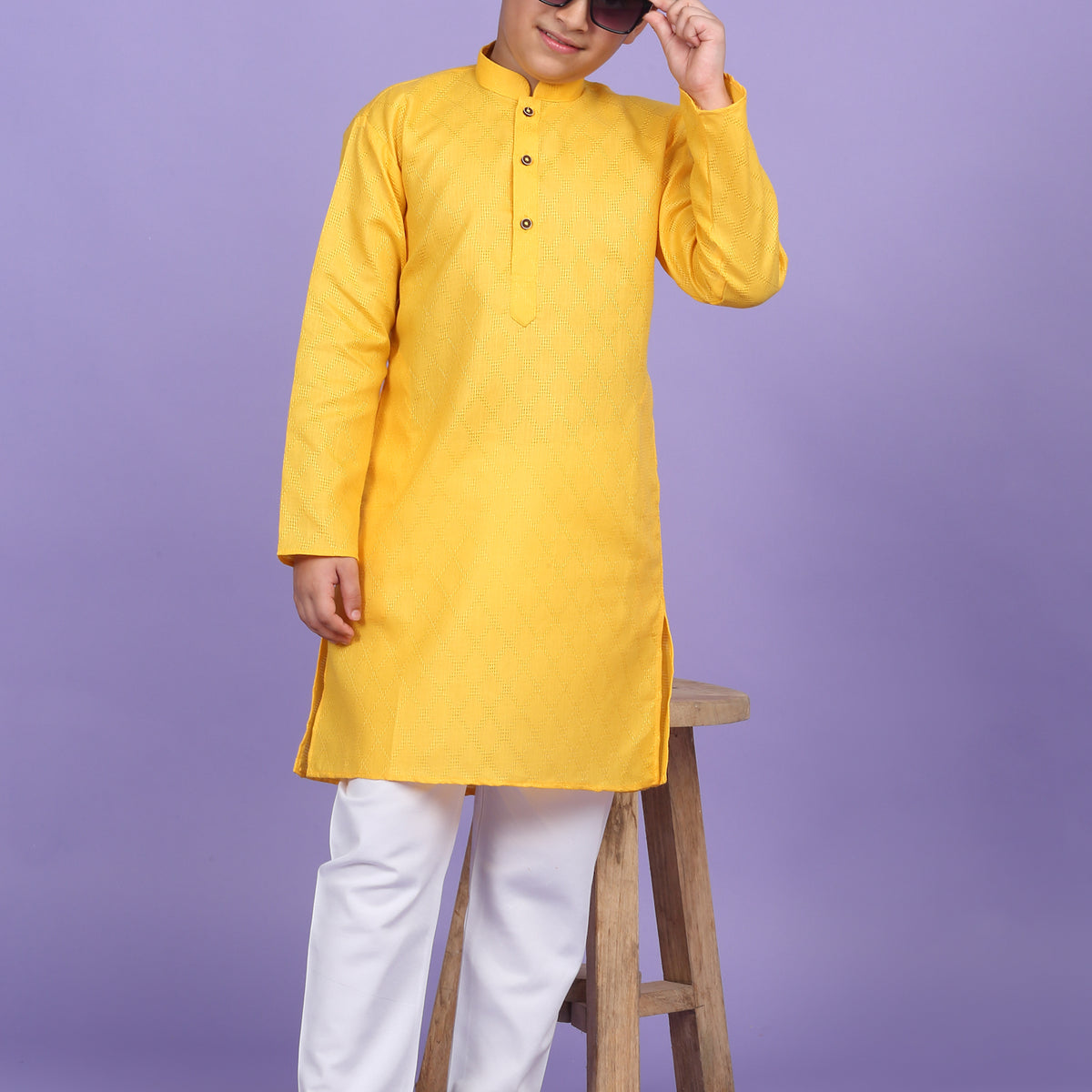 Cotton Blend Woven Design Kurta Set