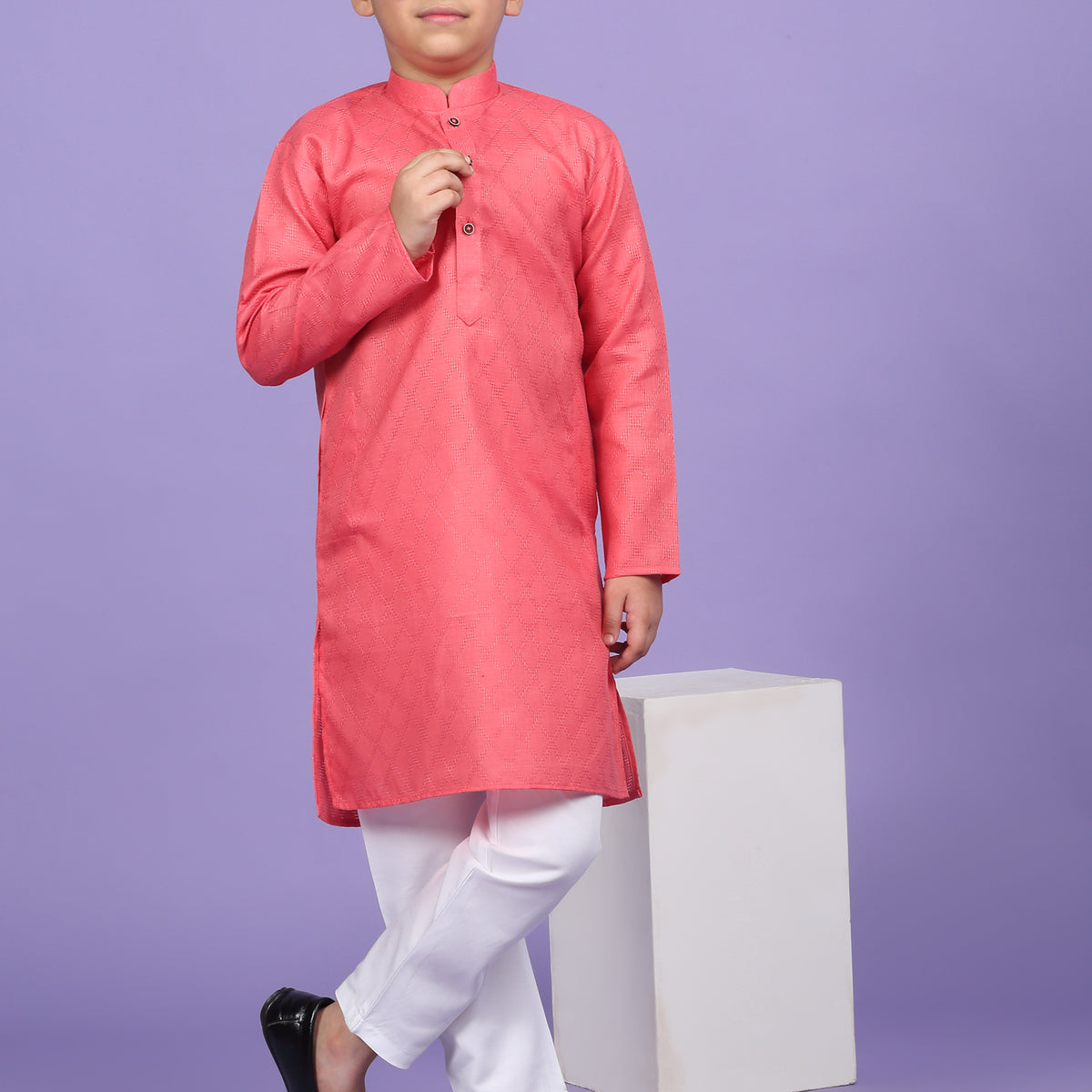 Cotton Blend Woven Design Kurta Set