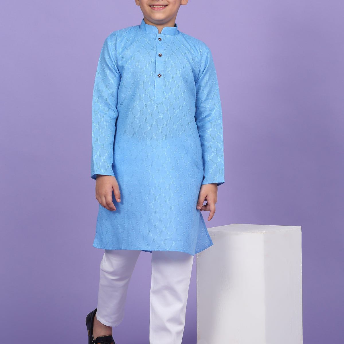 Cotton Blend Woven Design Kurta Set