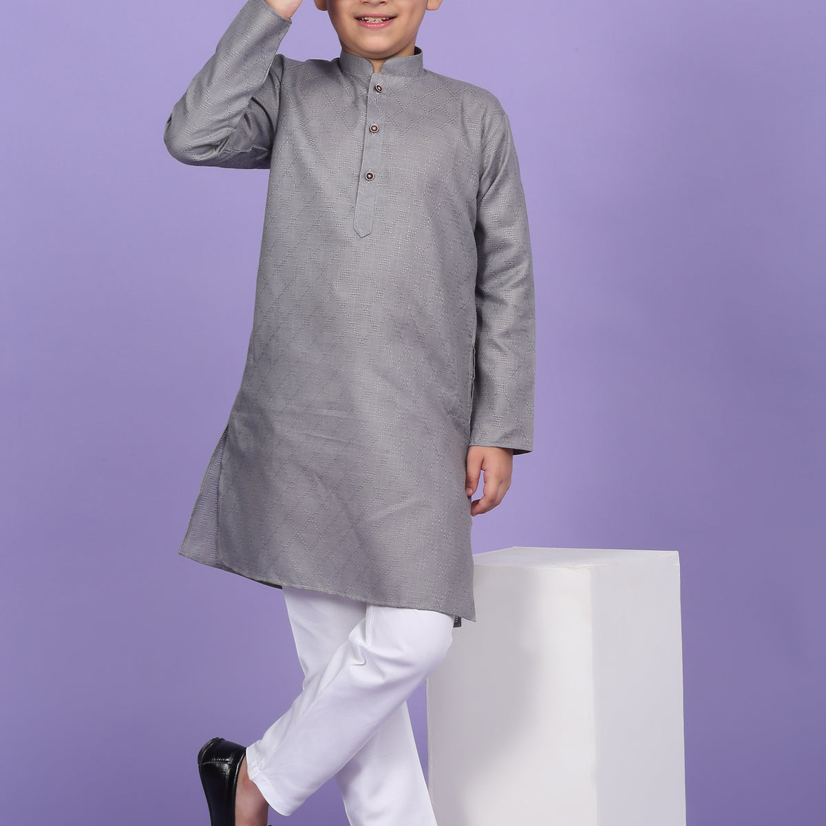 Cotton Blend Woven Design Kurta Set