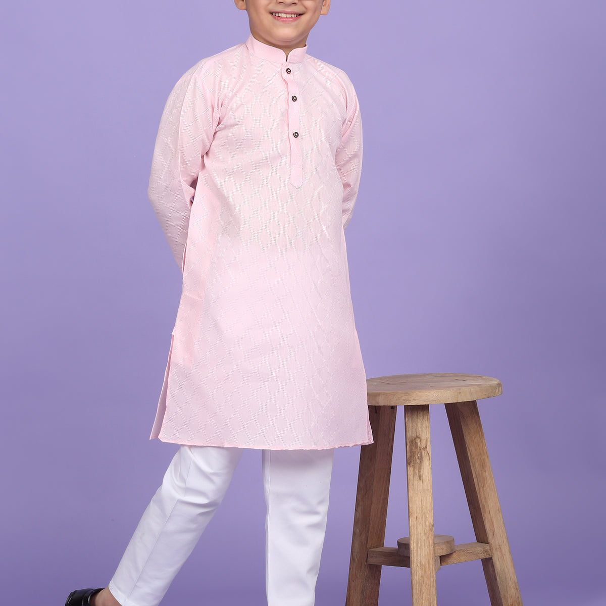 Cotton Blend Woven Design Kurta Set