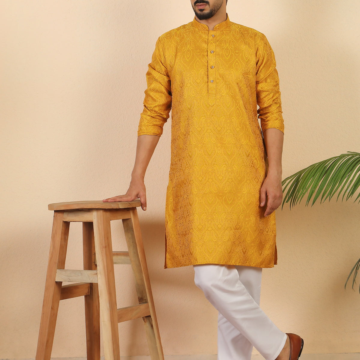 Men's Premium Jacquard Fabric Paisley Designed Kurta with Pyjama Set