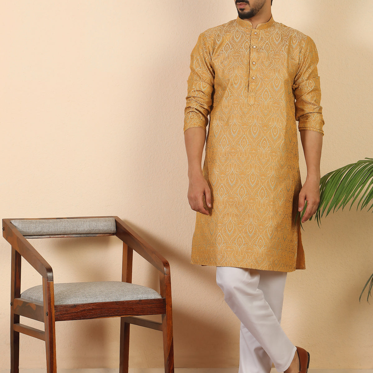 Men's Premium Jacquard Fabric Paisley Designed Kurta with Pyjama Set