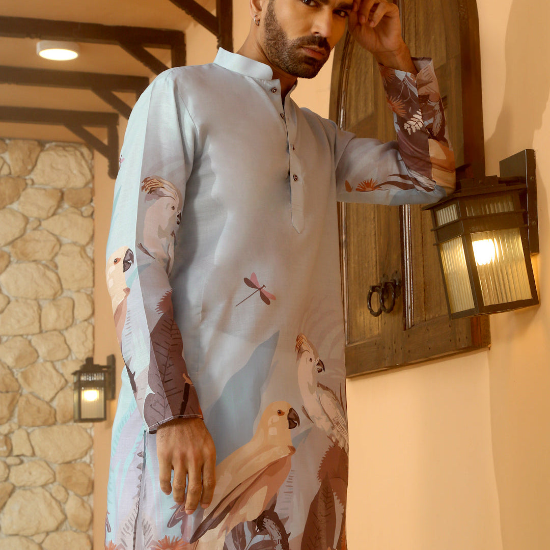 Animal Print Cotton Straight Kurta