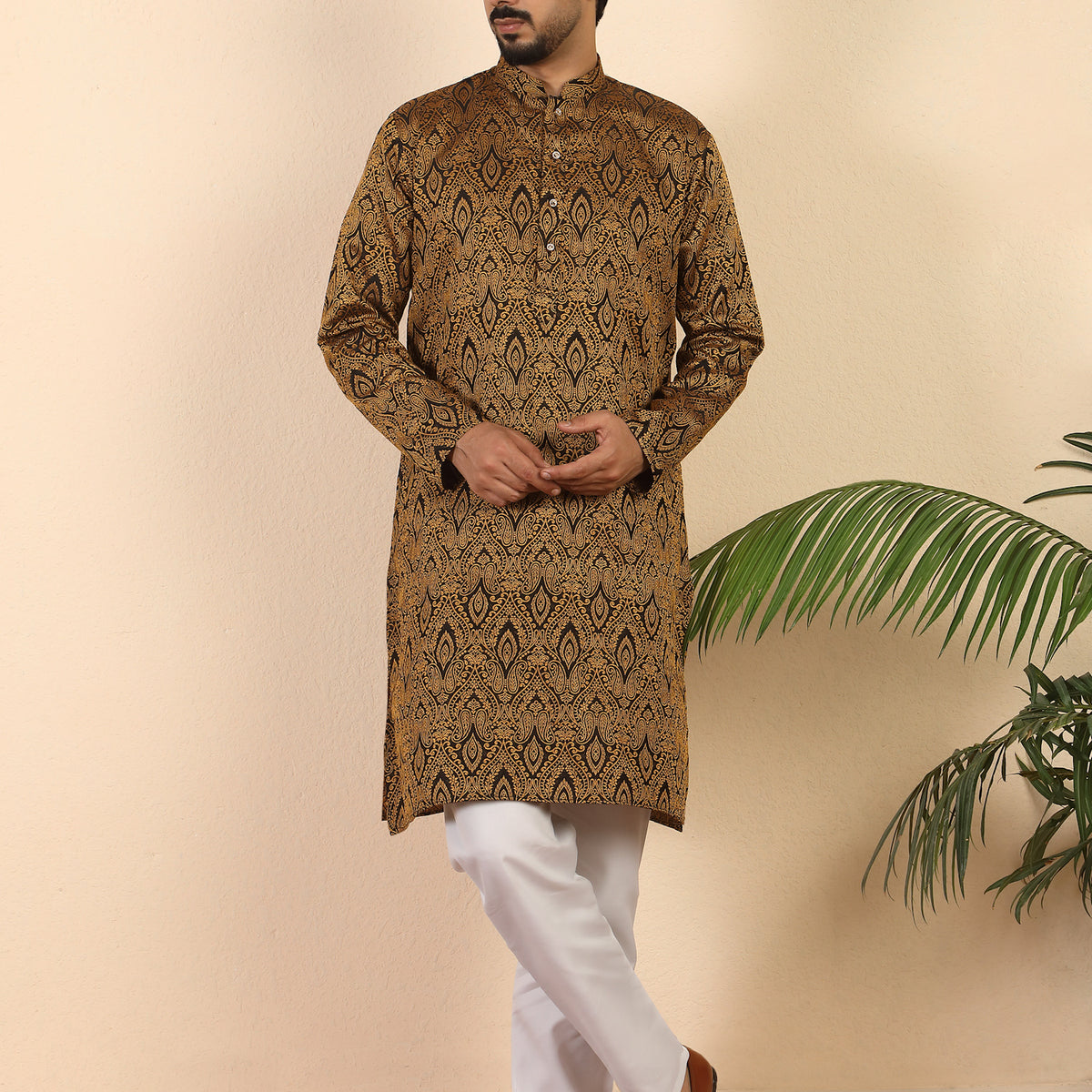 Men's Premium Jacquard Fabric Paisley Designed Kurta with Pyjama Set
