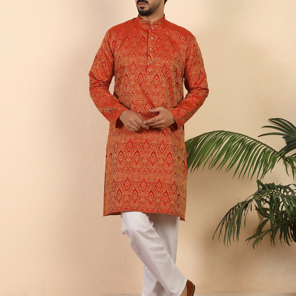Men's Premium Jacquard Fabric Paisley Designed Kurta with Pyjama Set