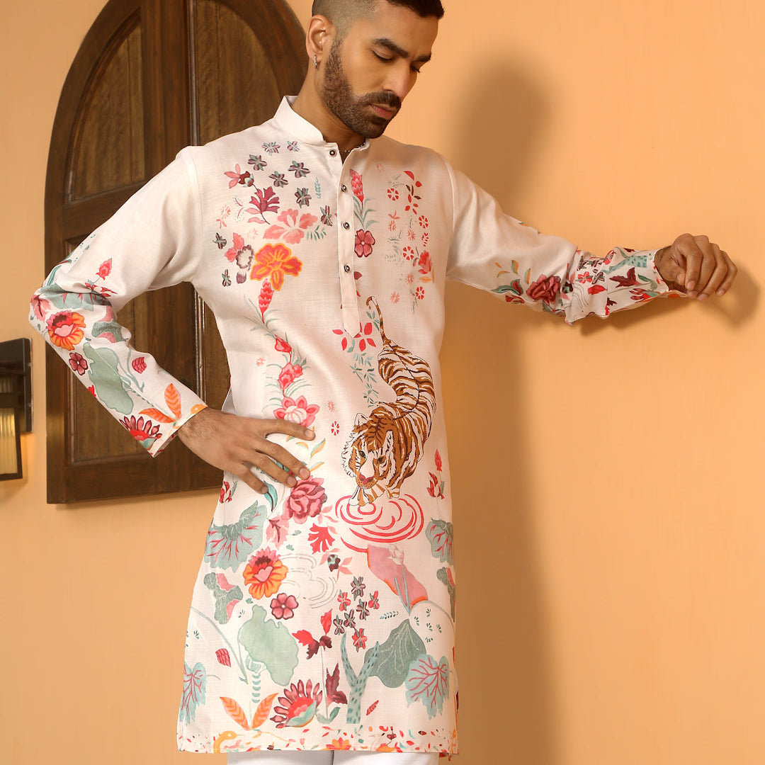 Animal Print Cotton Straight Kurta