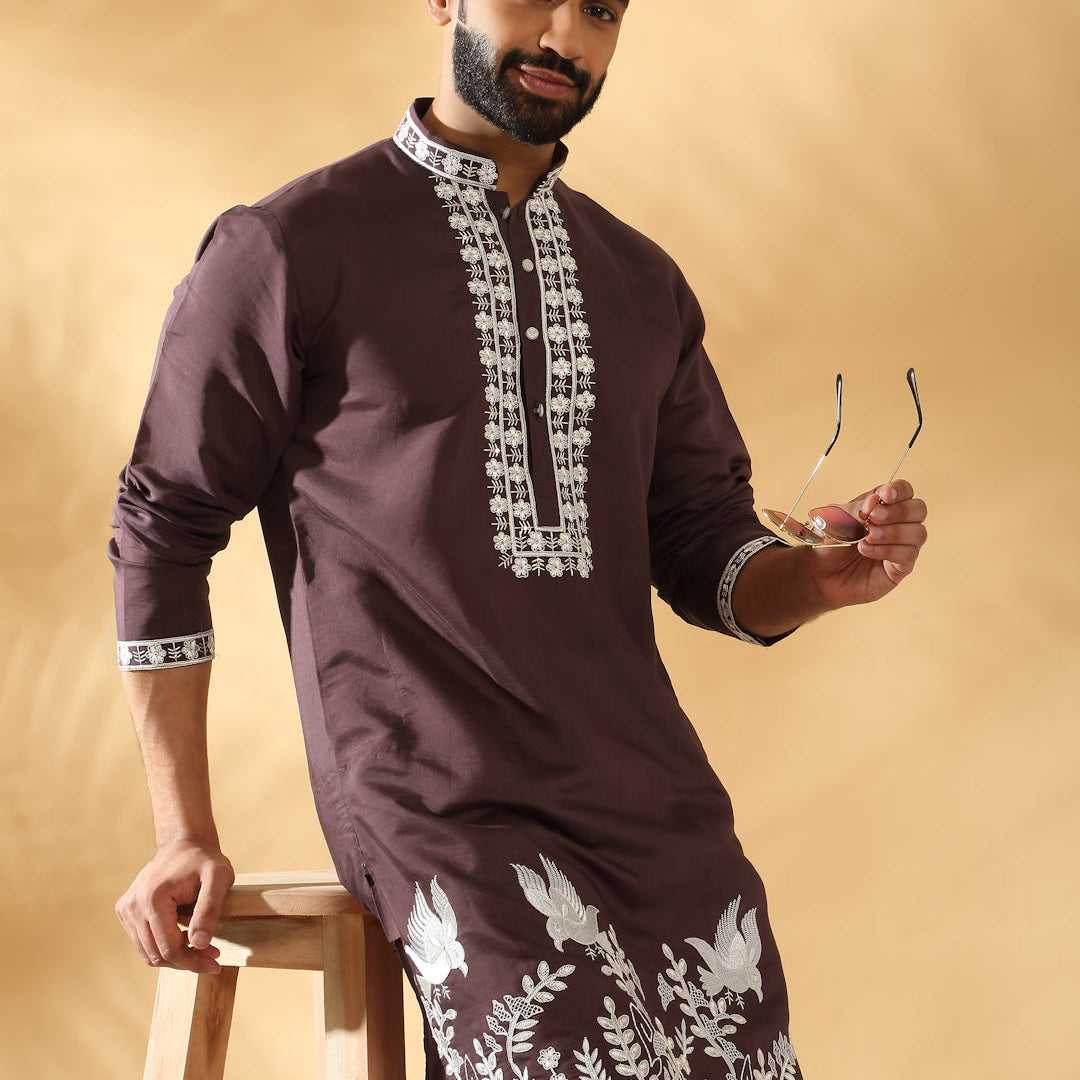LUXE- Cotton Silk Embroidered Sequin Work Kurta