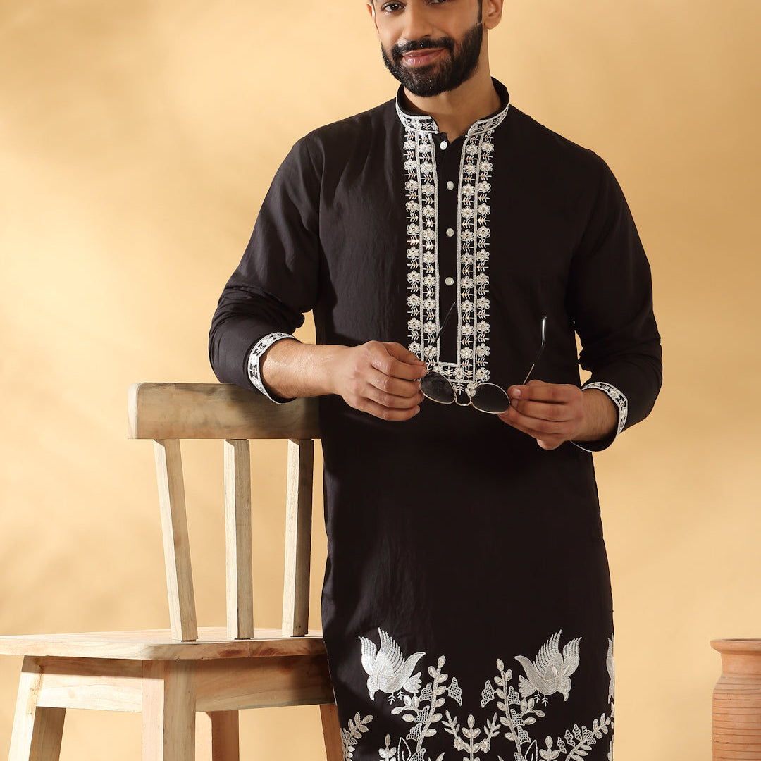 LUXE- Cotton Silk Embroidered Sequin Work Kurta
