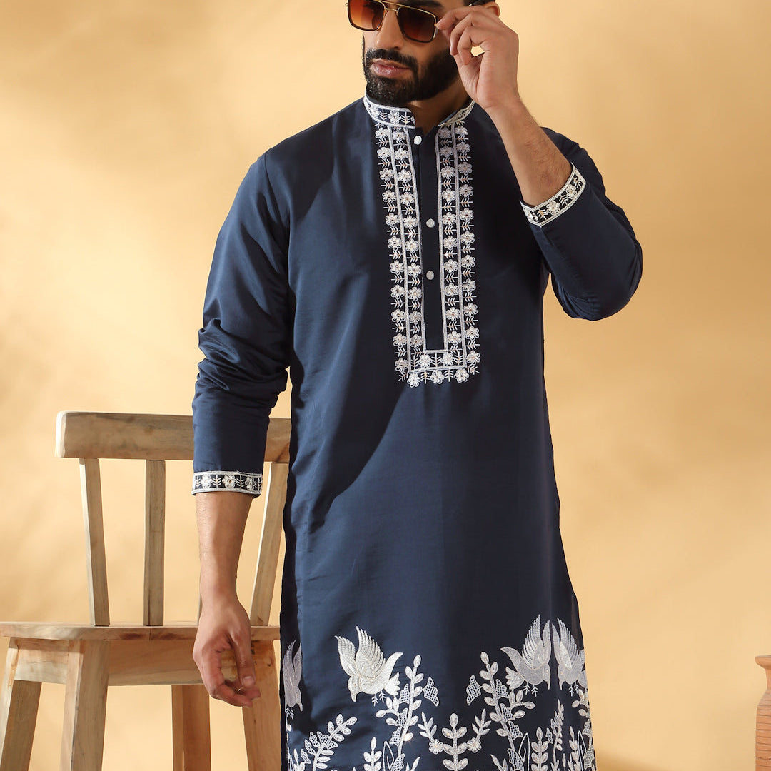 LUXE- Cotton Silk Embroidered Sequin Work Kurta