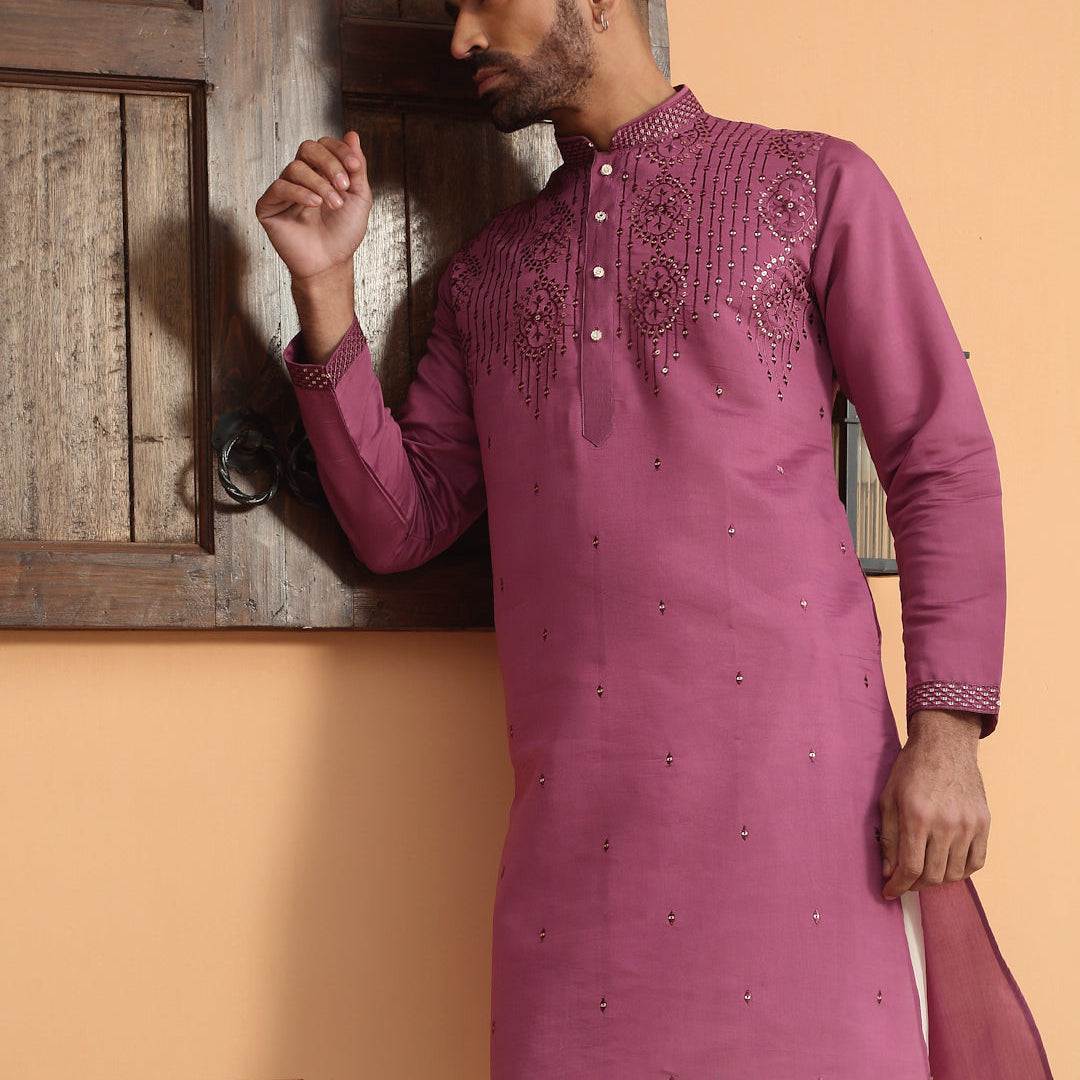 LUXE- Cotton Silk Embroidered Sequins Work Kurta