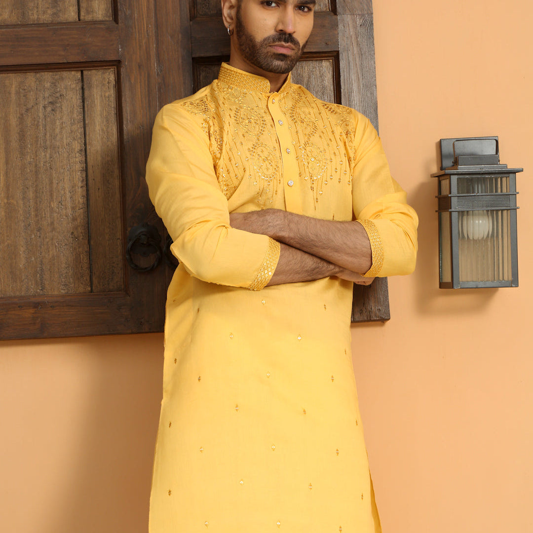 LUXE- Cotton Silk Embroidered Sequins Work Kurta