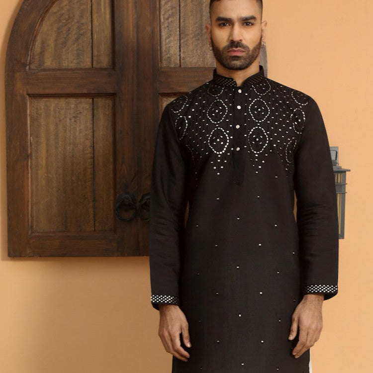 LUXE- Cotton Silk Embroidered Sequins Work Kurta