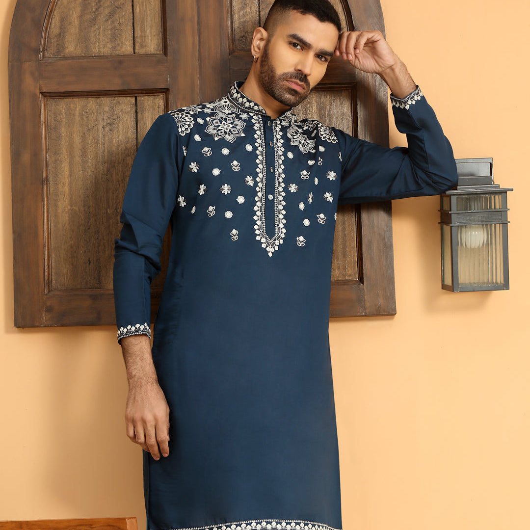 LUXE- Floral Heavy Embroidered Sequinned Kurta