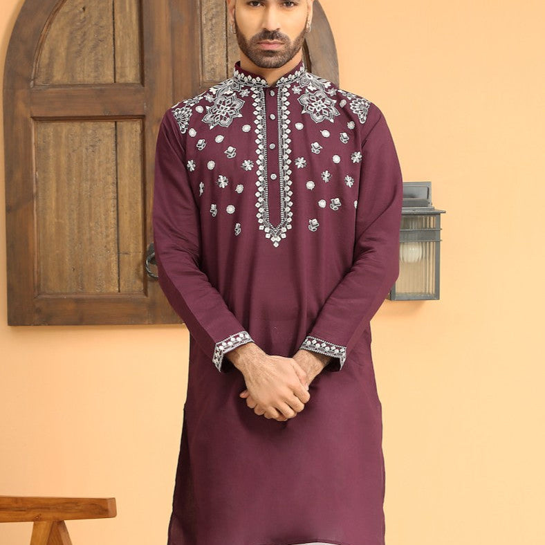 LUXE- Floral Heavy Embroidered Sequinned Kurta