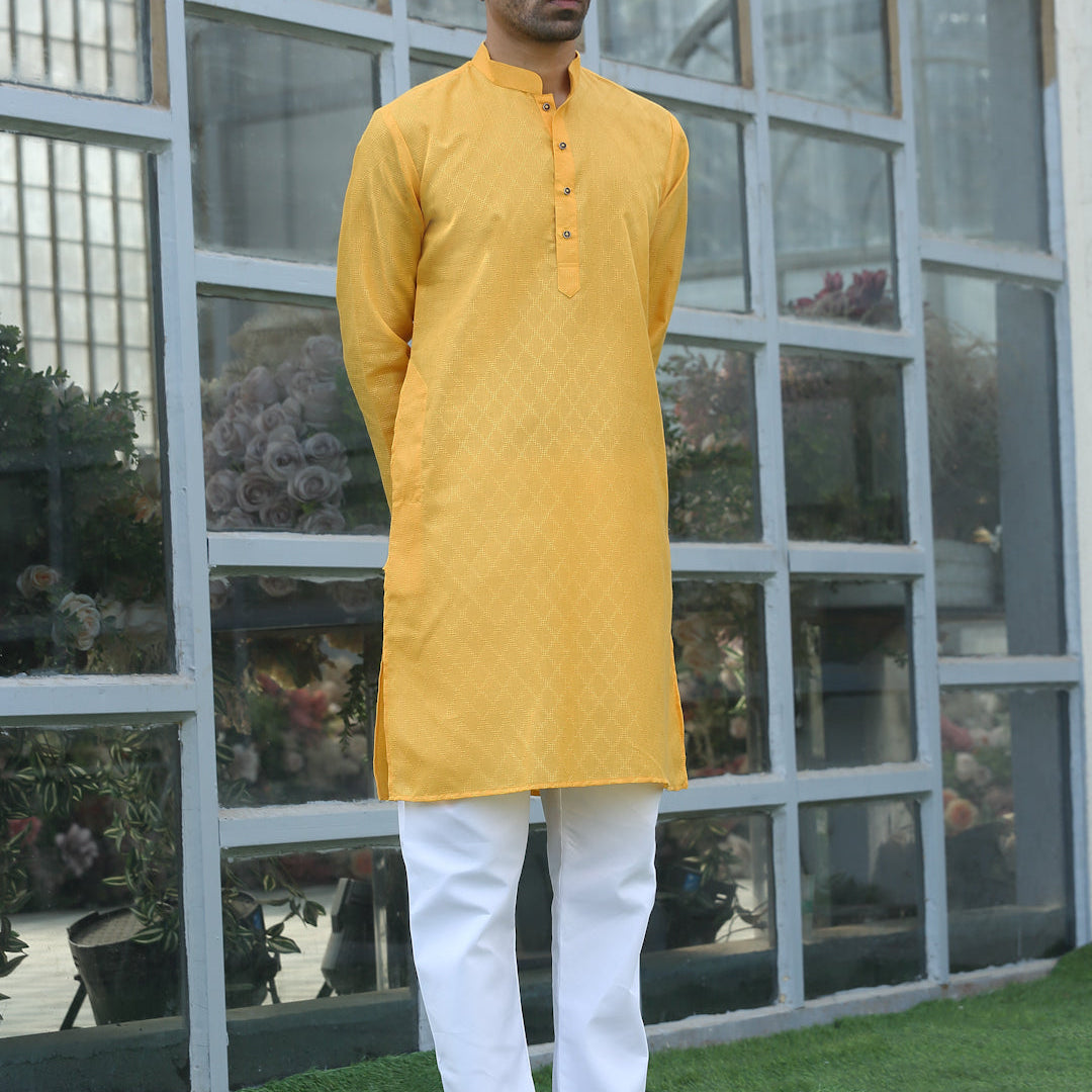 Cotton Blend Woven Self Design Kurta Pyjama Set
