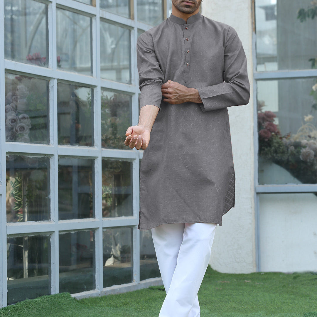 Cotton Blend Woven Self Design Kurta Pyjama Set