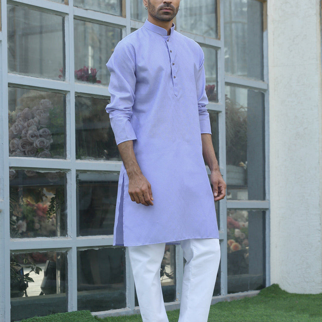 Cotton Blend Woven Self Design Kurta Pyjama Set