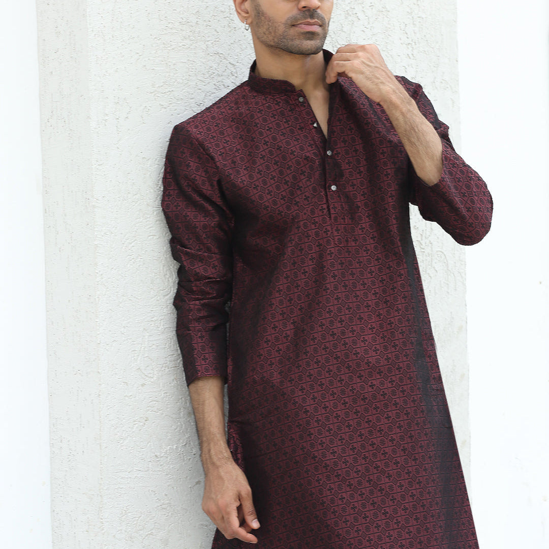 Silk Jacquard Self Design Kurta