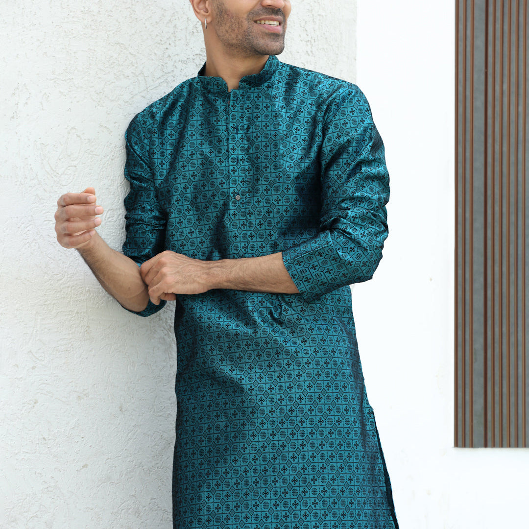 Silk Jacquard Self Design Kurta