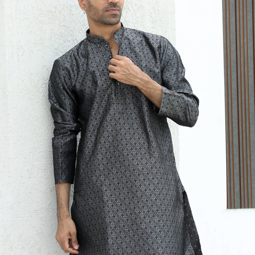 Silk Jacquard Self Design Kurta