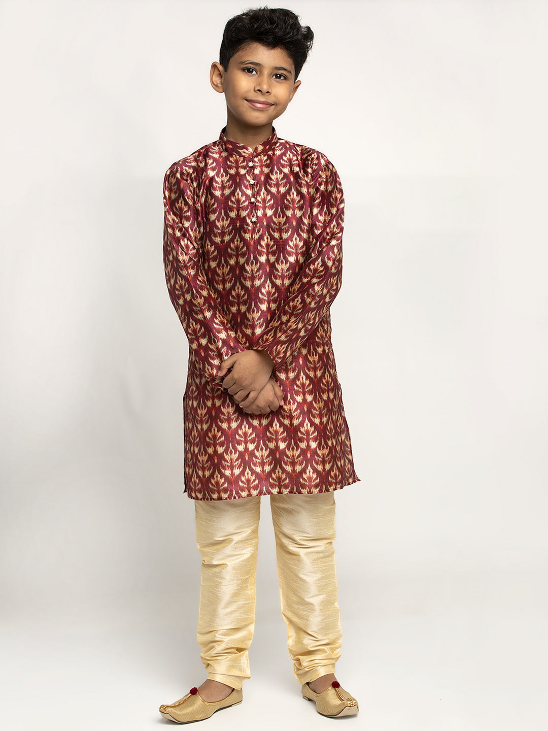 KRAFT INDIA Boy's Silk Blend Printed Kurta and Churidar