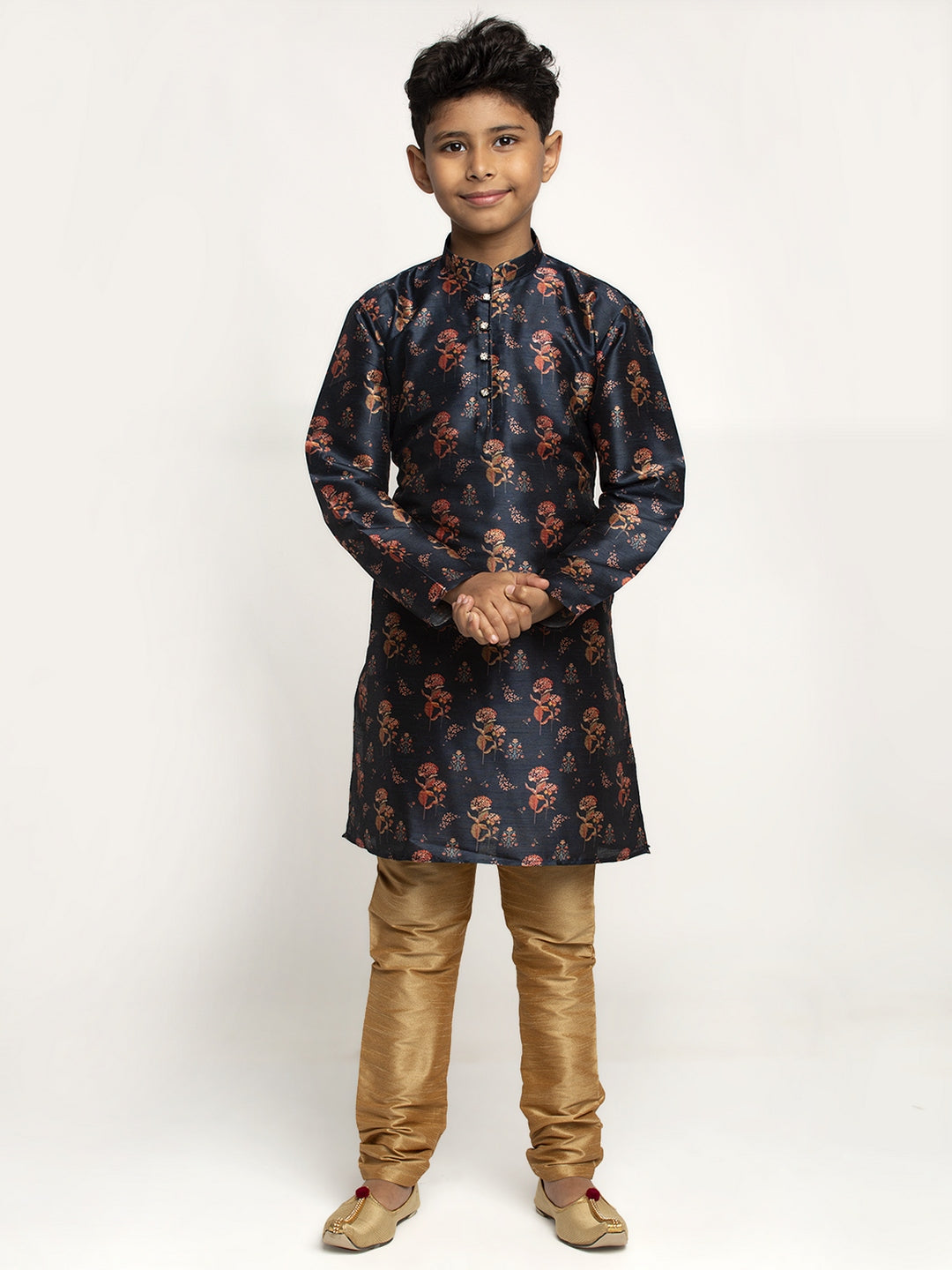 KRAFT INDIA Boy's Silk Blend Printed Kurta and Churidar