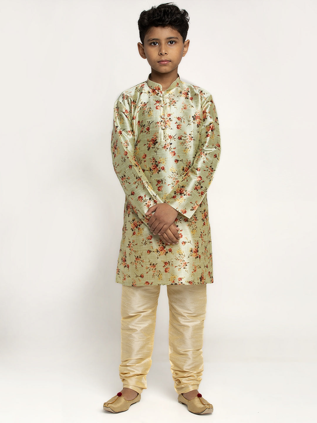 KRAFT INDIA Boy's Silk Blend Printed Kurta and Churidar