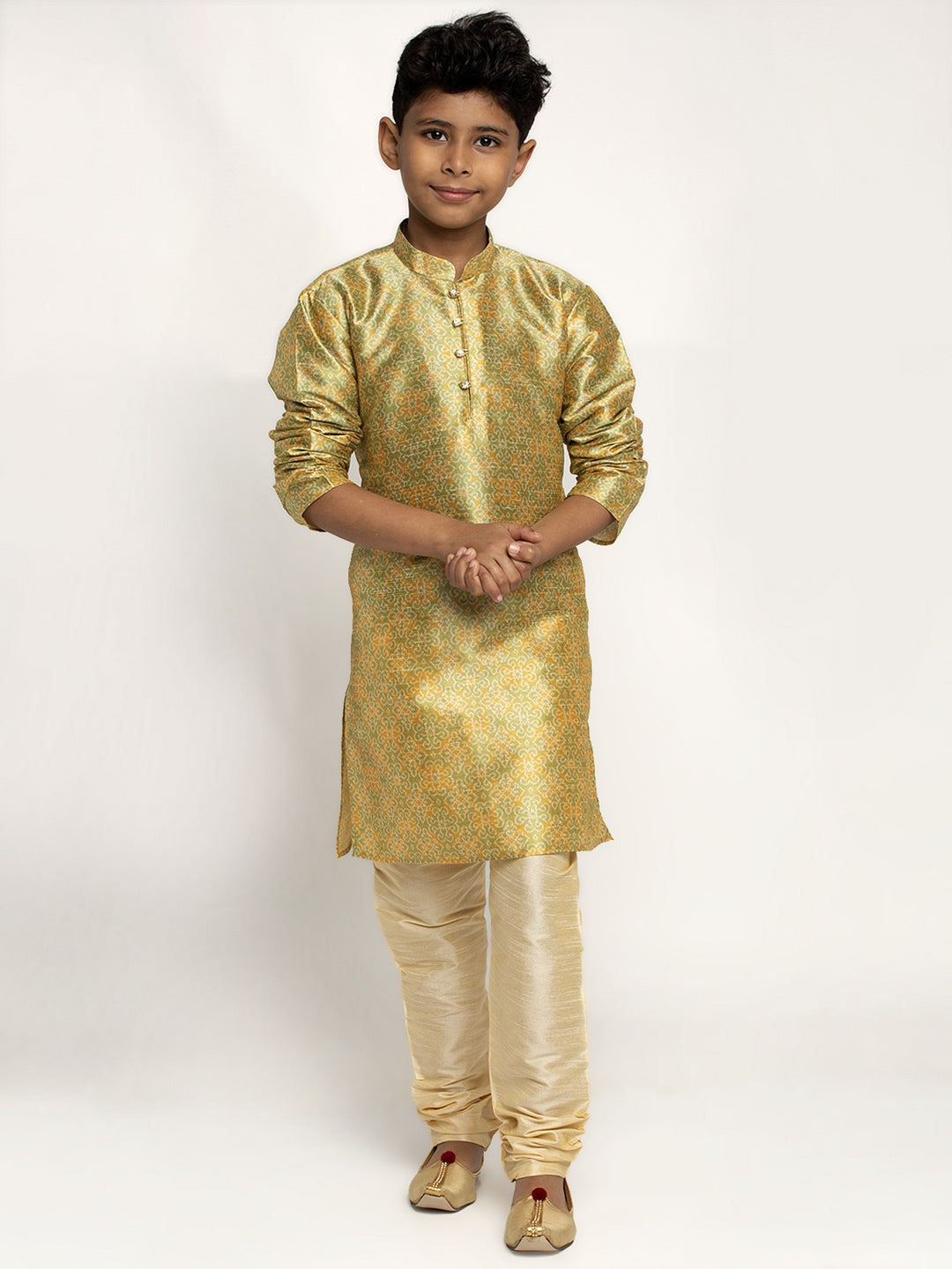 KRAFT INDIA Boy's Silk Blend Printed Kurta and Churidar