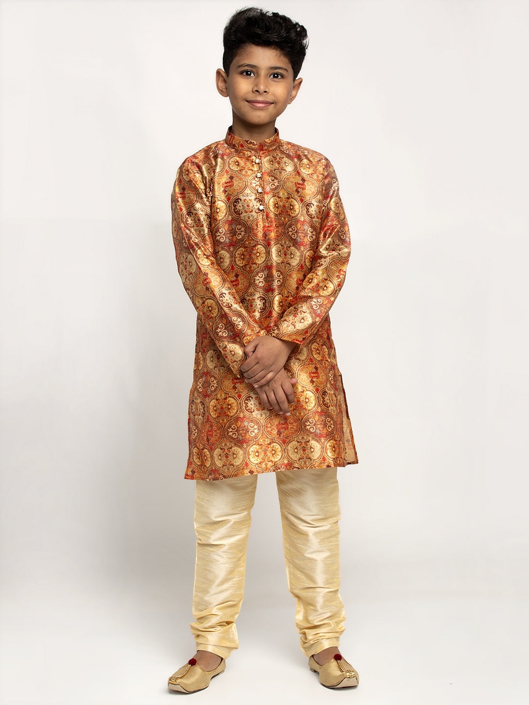 KRAFT INDIA Boy's Silk Blend Printed Kurta and Churidar