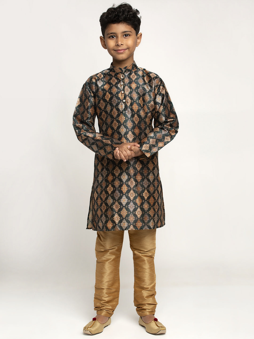 KRAFT INDIA Boy's Silk Blend Printed Kurta and Churidar