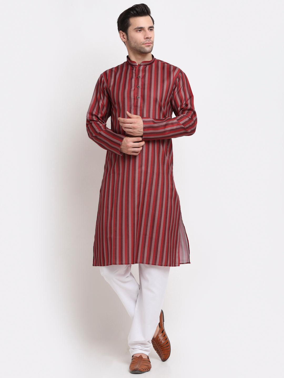 Men's Cotton Blend Broad Striped Kurta