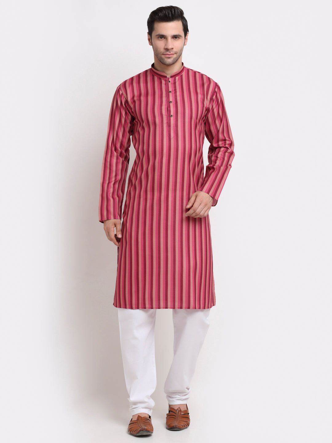 Men's Cotton Blend Broad Striped Kurta