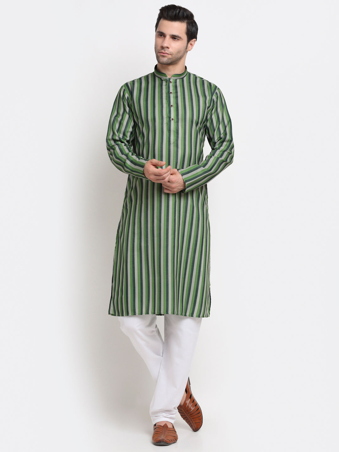 Men's Cotton Blend Broad Striped Kurta