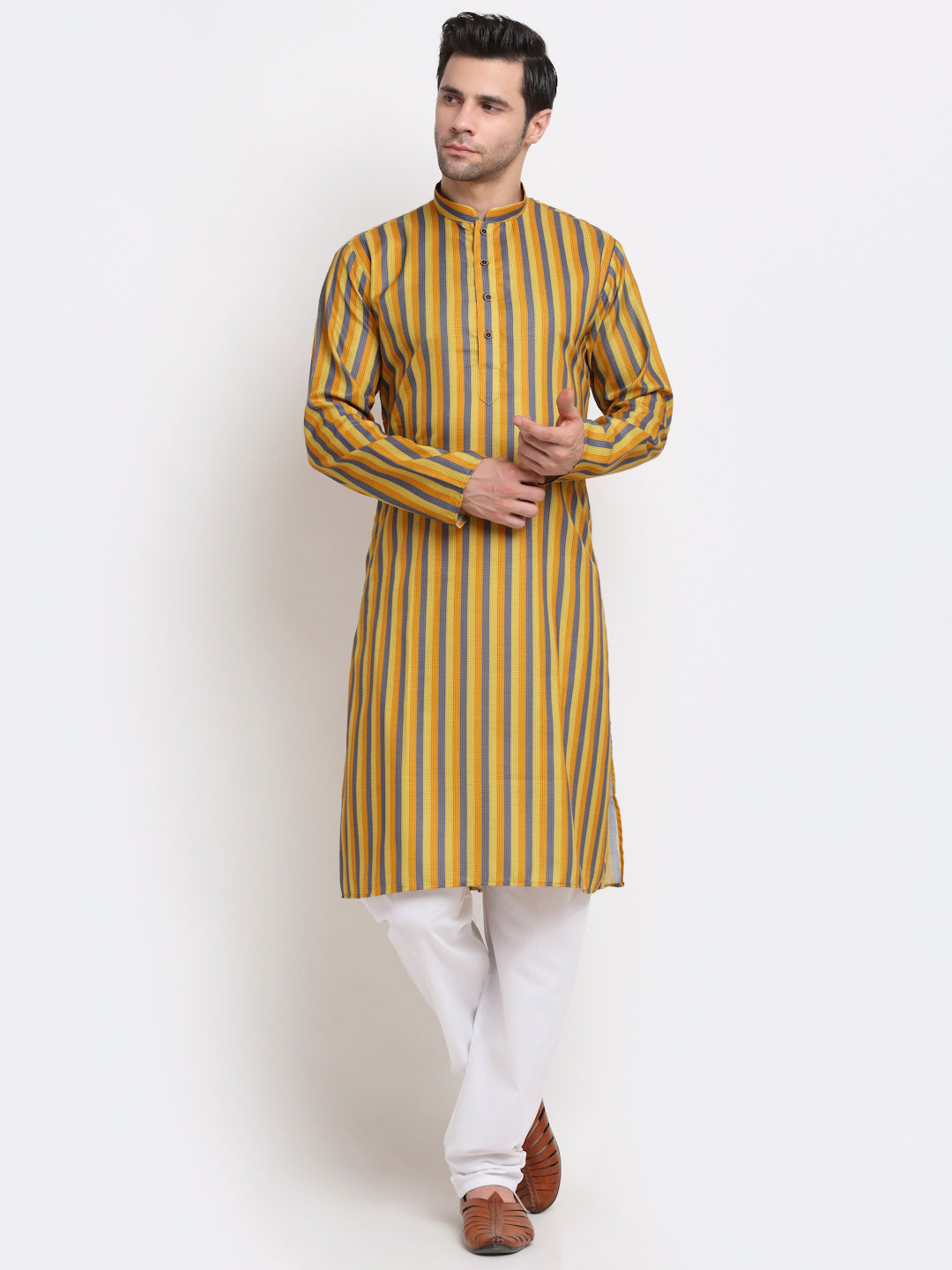 Men's Cotton Blend Broad Striped Kurta