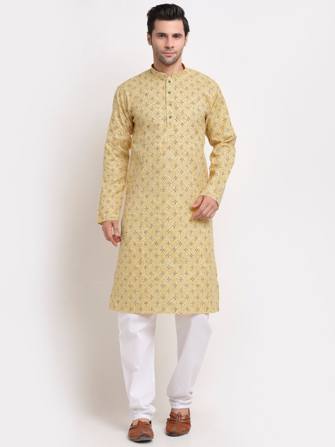 KRAFT INDIA Men Cotton Blend Floral Printed Kurta