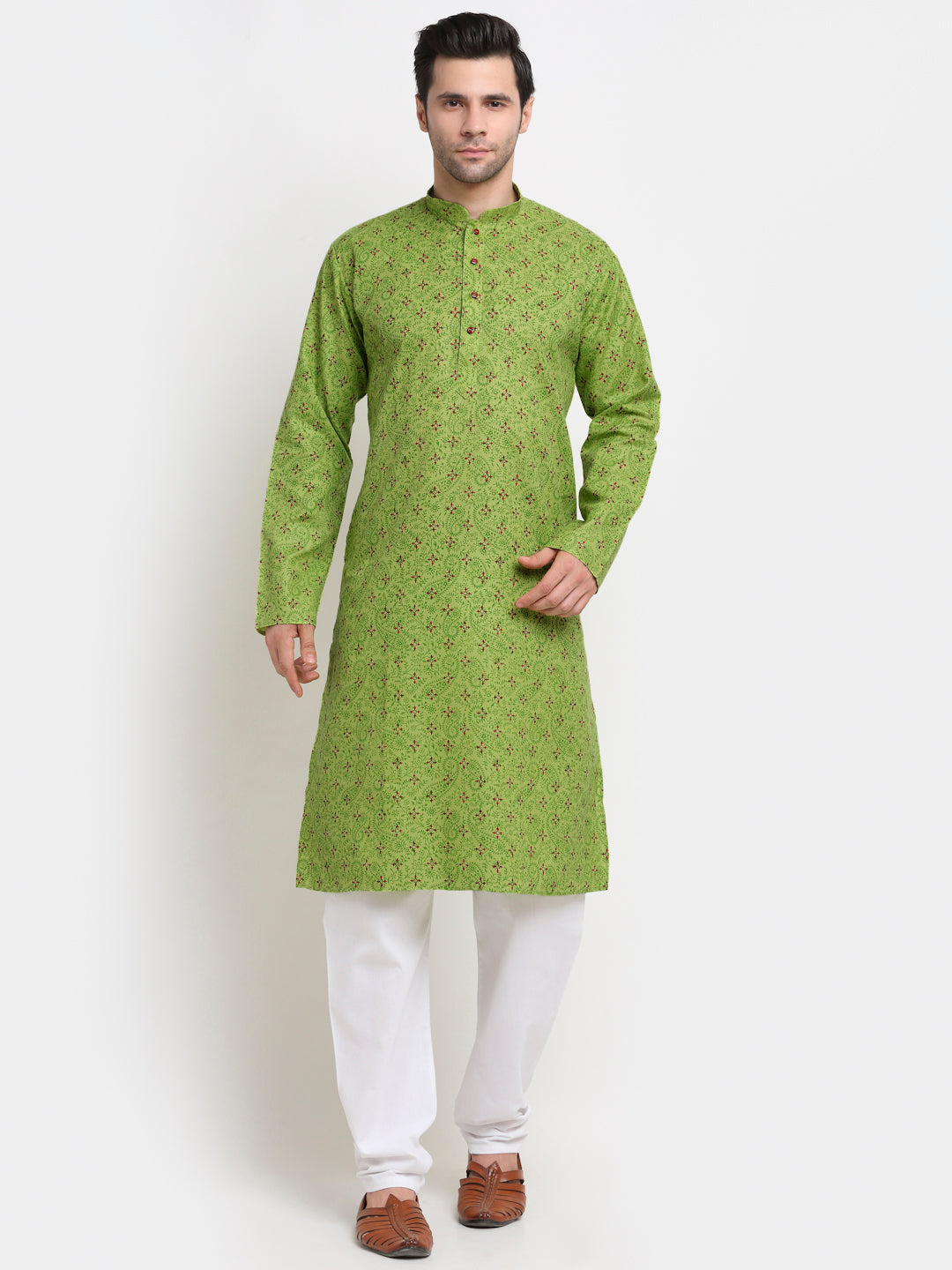 KRAFT INDIA Men Cotton Blend Floral Printed Kurta