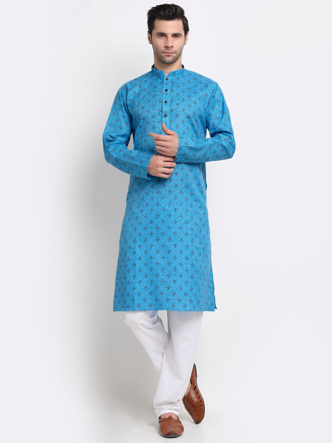 KRAFT INDIA Men Cotton Blend Floral Printed Kurta