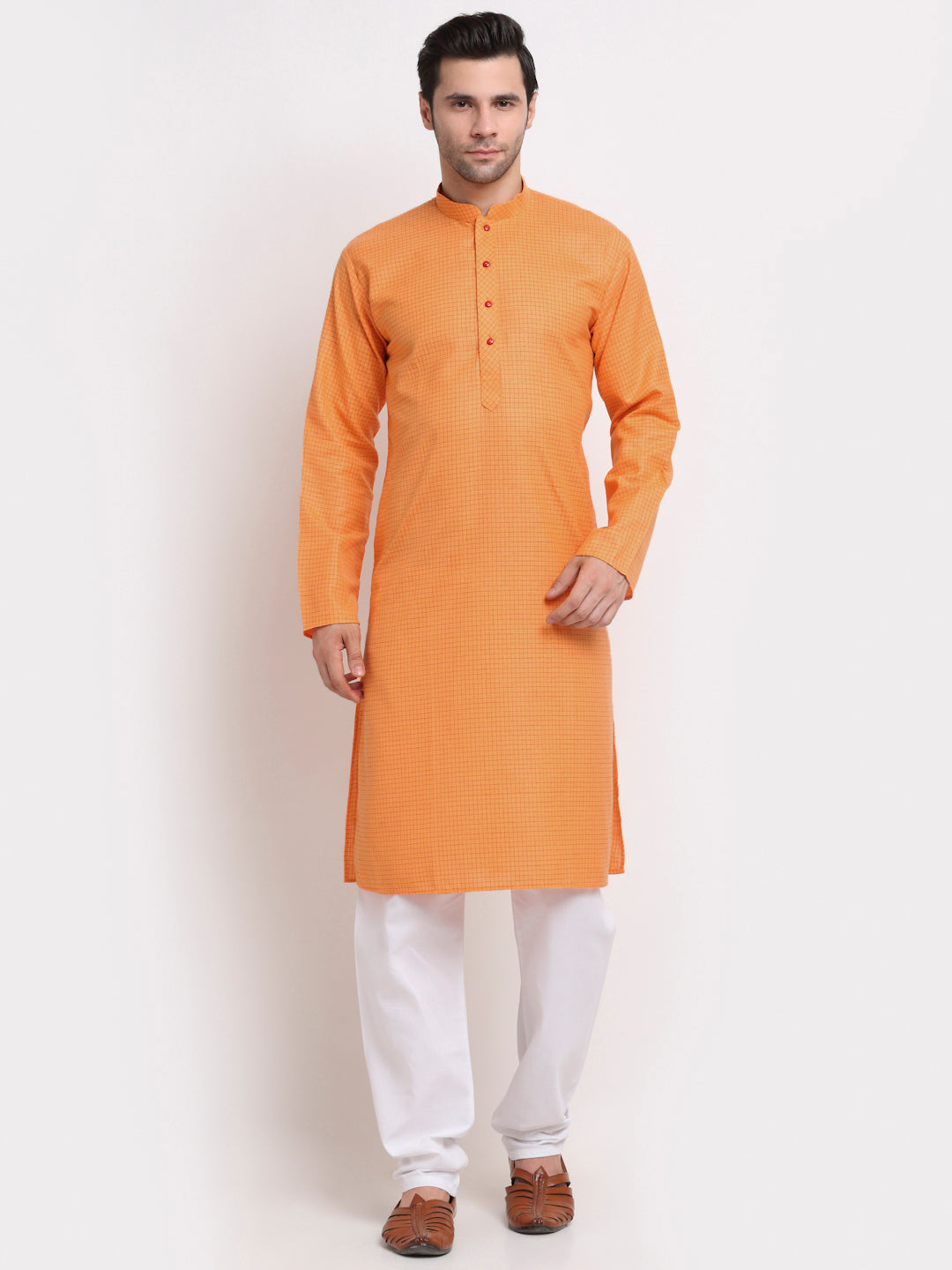 Men's Cotton Blend Bio Check Kurta Pyjama Set