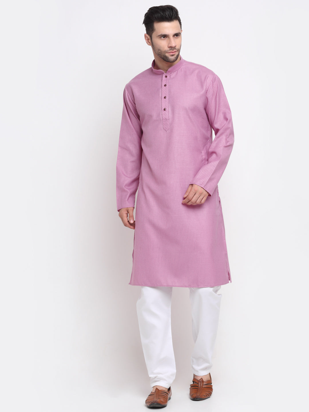 KRAFT INDIA Men Cotton Striped Kurta Pyjama Set