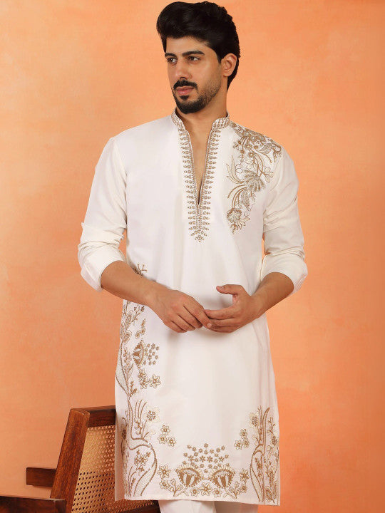 LUXE - Men Ethnic Motifs Embroidered Regular Thread Work Kurta with Trousers