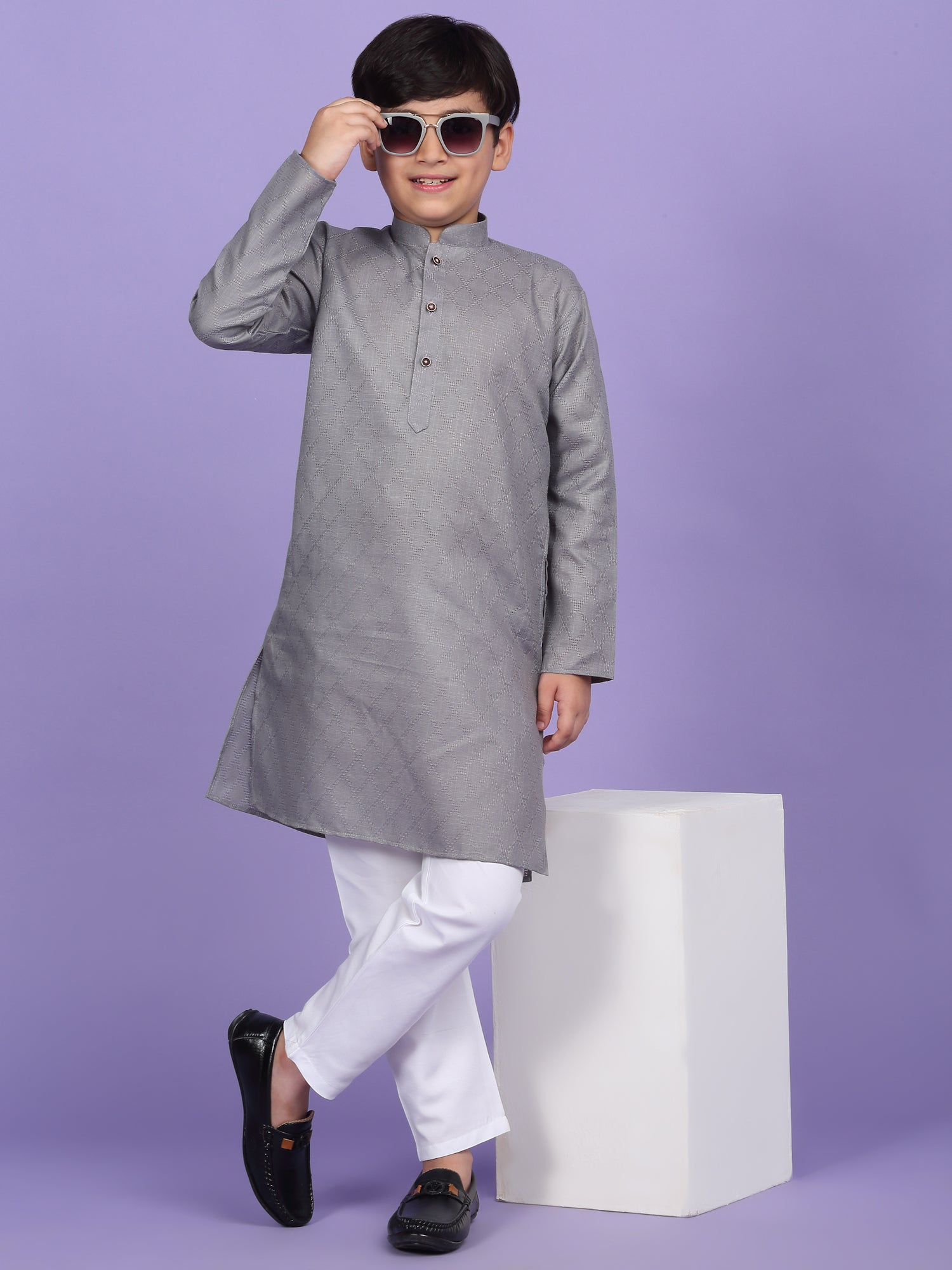 Cotton Blend Woven Design Kurta
