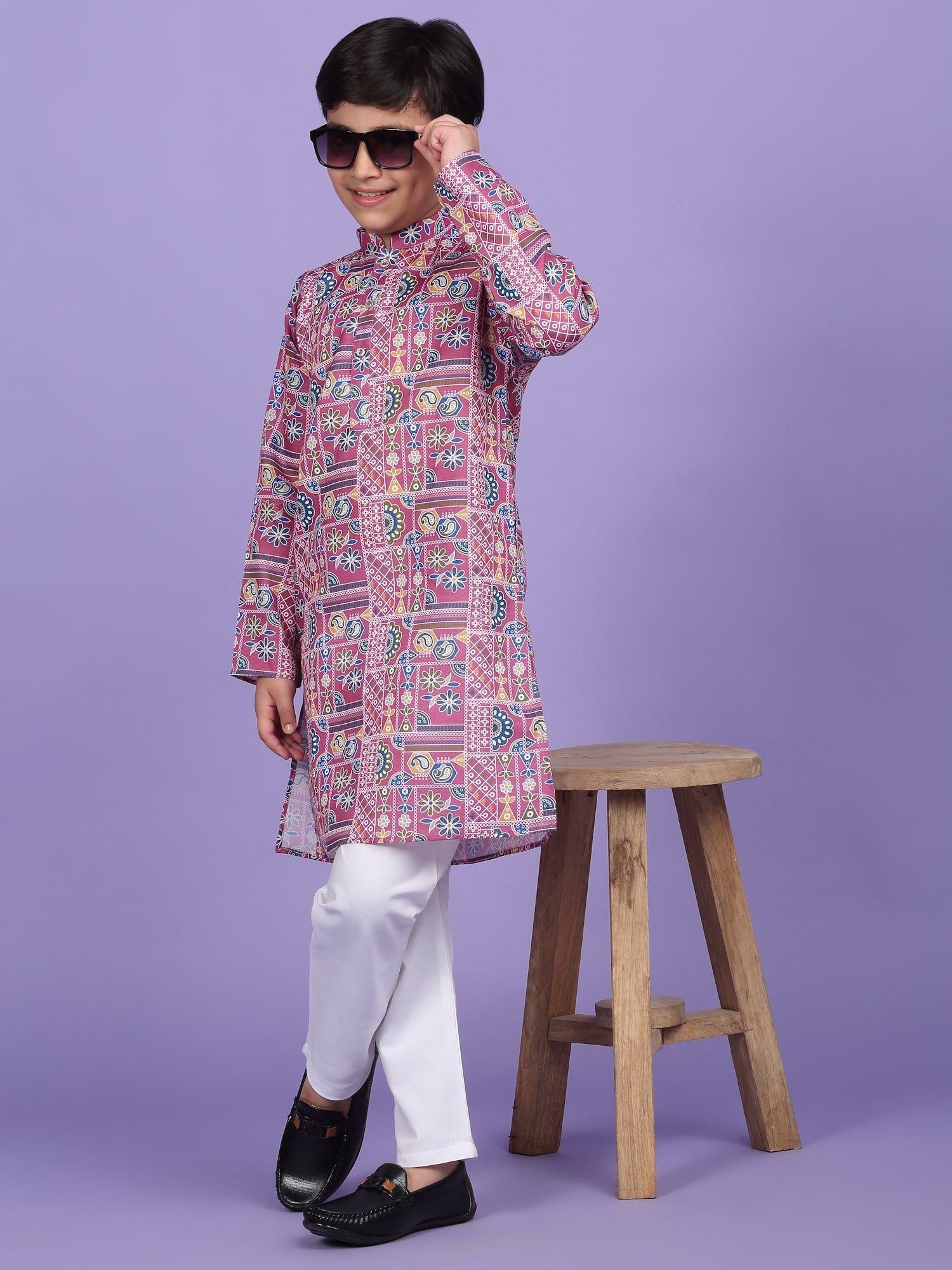 Cotton Blend Geometric Print Kurta