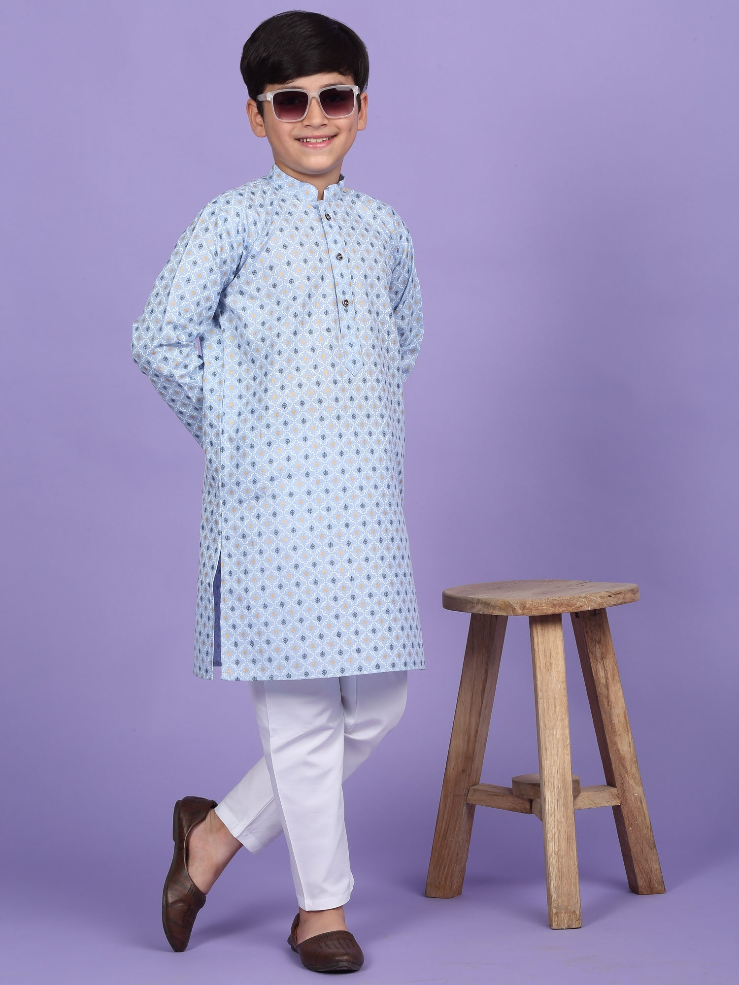 Cotton Blend Floral Printed Kurta