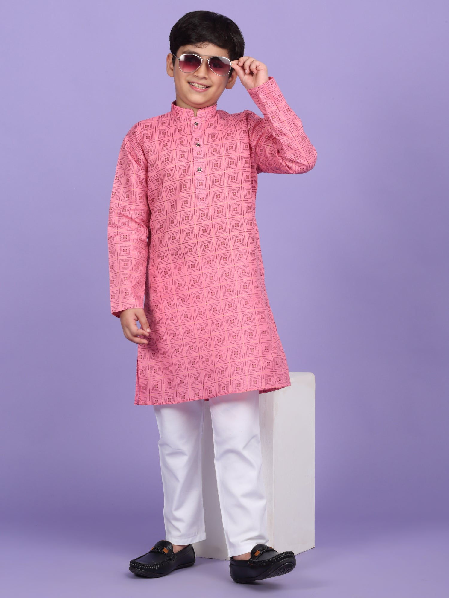Cotton Blend Geometric Printed Kurta