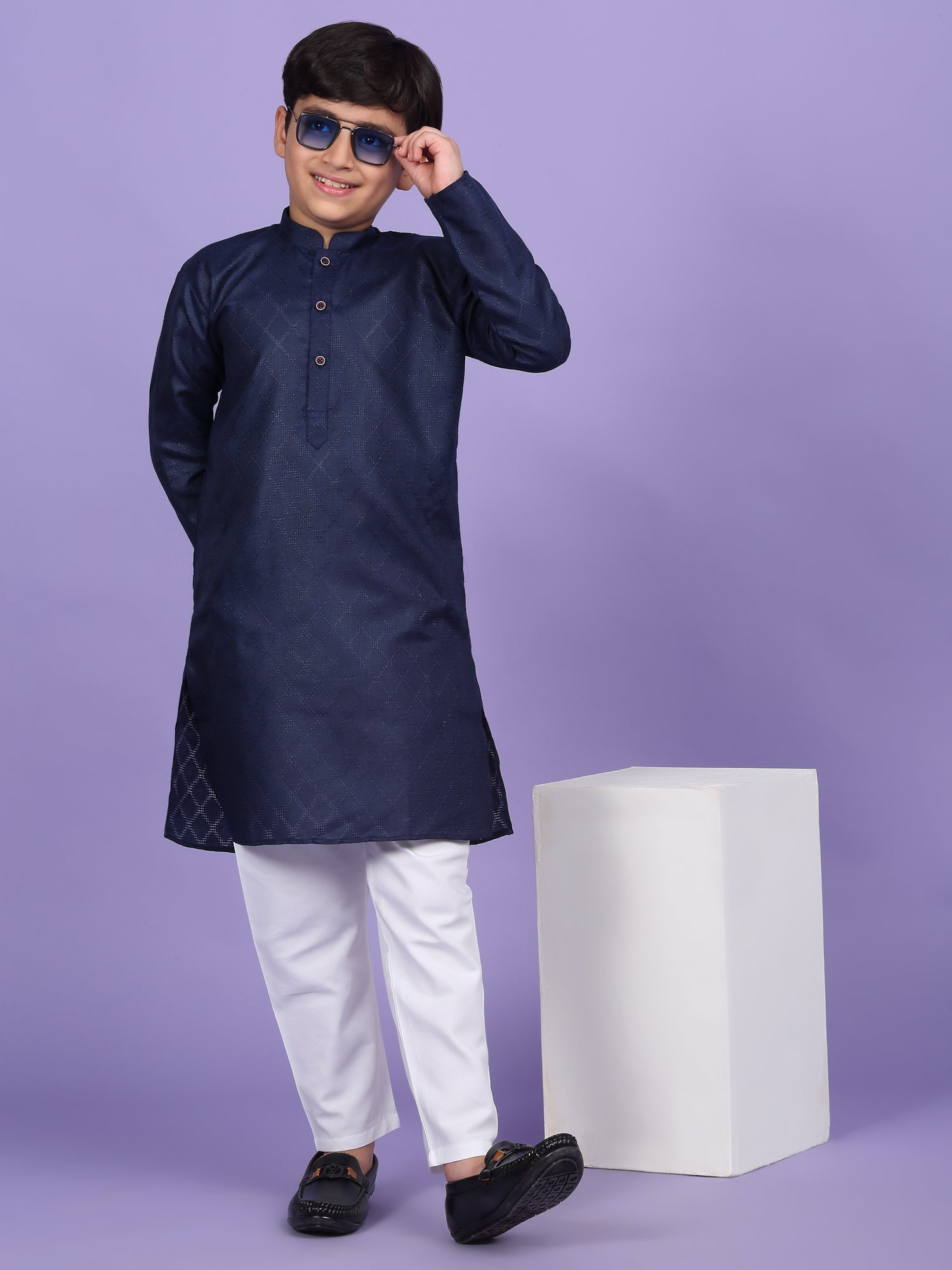 Cotton Blend Woven Design Kurta